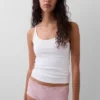 Shorts in cotone biologico elasticizzato con bordi in pizzo