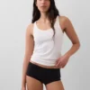 Shorts in cotone biologico elasticizzato con bordi in pizzo