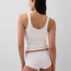 Shorts in cotone biologico elasticizzato con bordi in pizzo