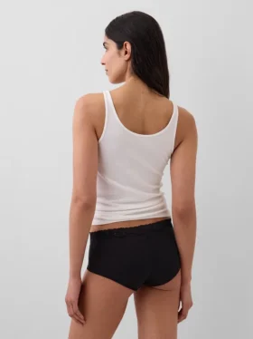 Shorts in cotone biologico elasticizzato con bordi in pizzo