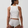 Shorts in cotone biologico elasticizzato con bordi in pizzo