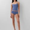 Shorts in cotone biologico elasticizzato con bordi in pizzo