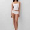 Shorts in cotone biologico elasticizzato con bordi in pizzo