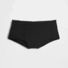 Shorts in cotone biologico elasticizzato con bordi in pizzo