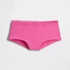 Shorts in cotone biologico elasticizzato con bordi in pizzo