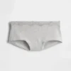 Shorts in cotone biologico elasticizzato con bordi in pizzo