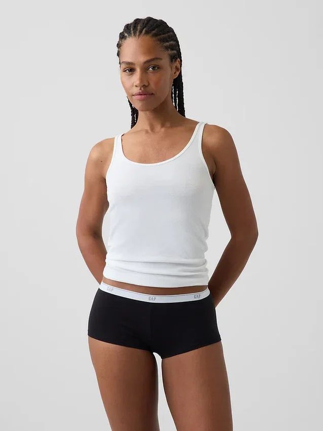 Shorty in morbidissimo cotone biologico elasticizzato con logo