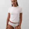Slip a vita bassa in cotone biologico elasticizzato con bordi in pizzo