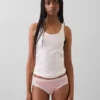 Slip a vita bassa in cotone biologico elasticizzato con bordi in pizzo