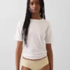 Slip a vita bassa in cotone biologico elasticizzato con bordi in pizzo