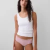 Slip a vita bassa in cotone biologico elasticizzato con bordi in pizzo