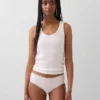 Slip a vita bassa in cotone biologico elasticizzato con bordi in pizzo