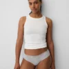 Slip a vita bassa in cotone biologico elasticizzato con bordi in pizzo
