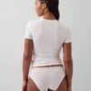 Slip a vita bassa in cotone biologico elasticizzato con bordi in pizzo