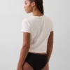 Slip a vita bassa in cotone biologico elasticizzato con bordi in pizzo