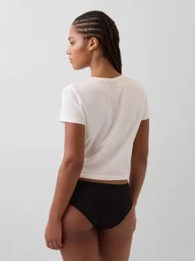 Slip a vita bassa in cotone biologico elasticizzato con bordi in pizzo