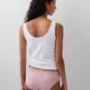 Slip a vita bassa in cotone biologico elasticizzato con bordi in pizzo