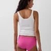 Slip a vita bassa in cotone biologico elasticizzato con bordi in pizzo