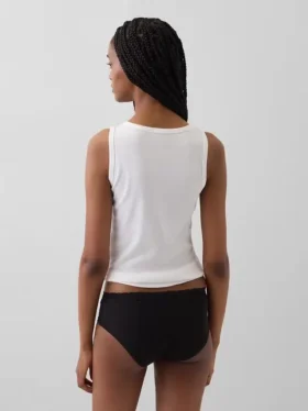Slip a vita bassa in cotone biologico elasticizzato con bordi in pizzo