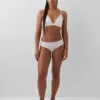 Slip a vita bassa in cotone biologico elasticizzato con bordi in pizzo