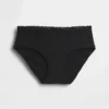 Slip a vita bassa in cotone biologico elasticizzato con bordi in pizzo