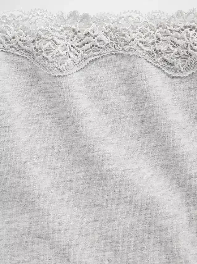 Slip a vita bassa in cotone biologico elasticizzato con bordi in pizzo