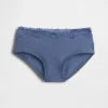 Slip a vita bassa in cotone biologico elasticizzato con bordi in pizzo