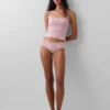 Slip a vita bassa in cotone biologico elasticizzato con bordi in pizzo