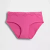 Slip a vita bassa in cotone biologico elasticizzato con bordi in pizzo