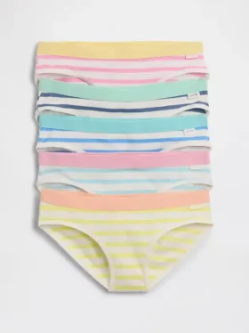 Slip bikini a righe in cotone biologico elasticizzato per bambini (confezione da 5)