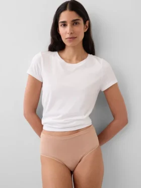 Slip bikini a vita alta in cotone biologico elasticizzato