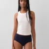 Slip bikini a vita alta in cotone biologico elasticizzato