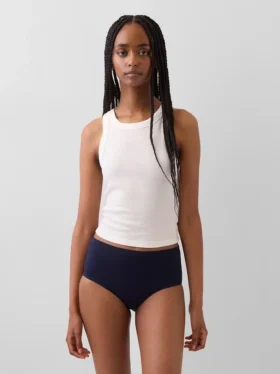 Slip bikini a vita alta in cotone biologico elasticizzato