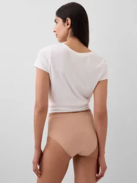Slip bikini a vita alta in cotone biologico elasticizzato