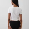 Slip bikini a vita alta in cotone biologico elasticizzato