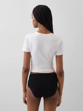 Slip bikini a vita alta in cotone biologico elasticizzato