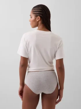 Slip bikini a vita alta in cotone biologico elasticizzato