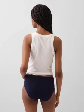 Slip bikini a vita alta in cotone biologico elasticizzato