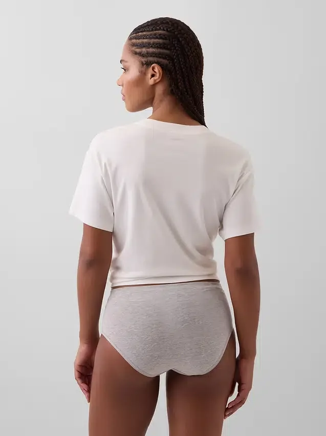 Slip bikini a vita alta in cotone biologico elasticizzato