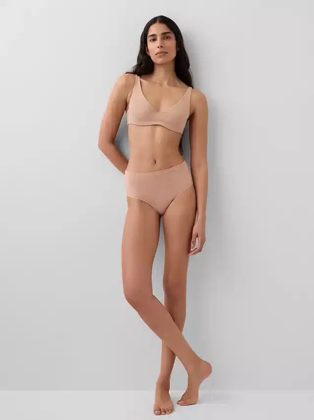 Slip bikini a vita alta in cotone biologico elasticizzato