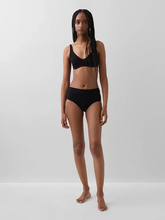 Slip bikini a vita alta in cotone biologico elasticizzato