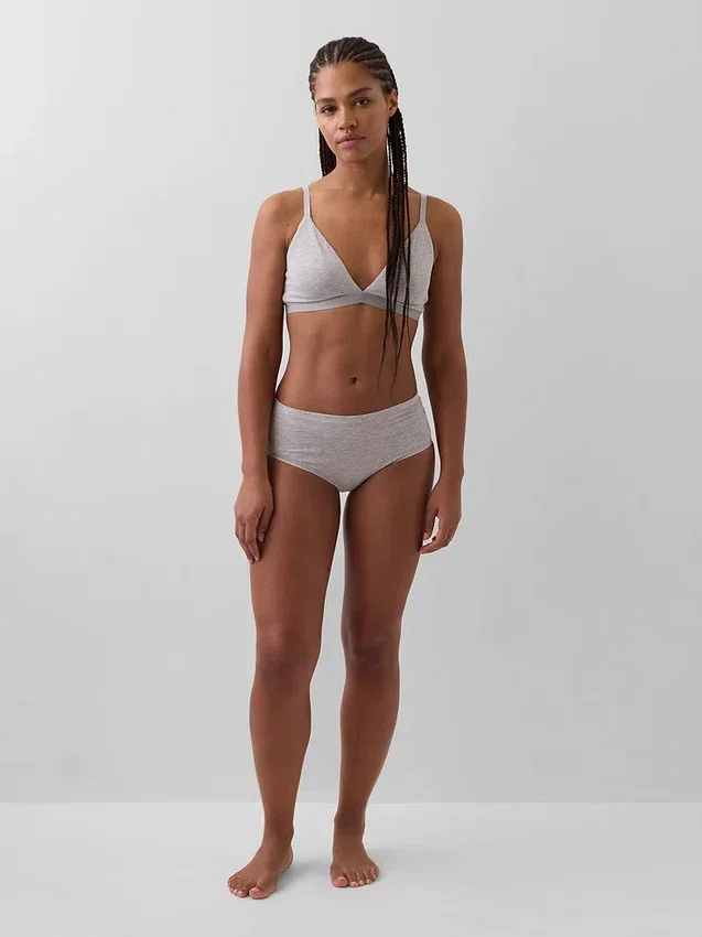 Slip bikini a vita alta in cotone biologico elasticizzato