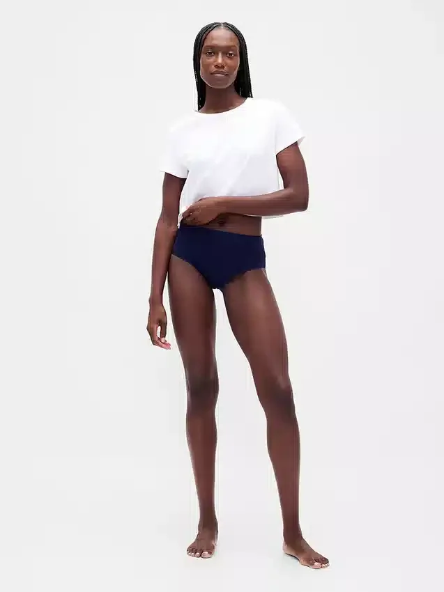 Slip bikini a vita alta in cotone biologico elasticizzato