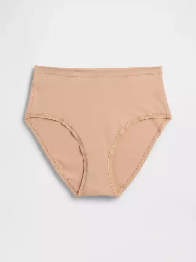 Slip bikini a vita alta in cotone biologico elasticizzato