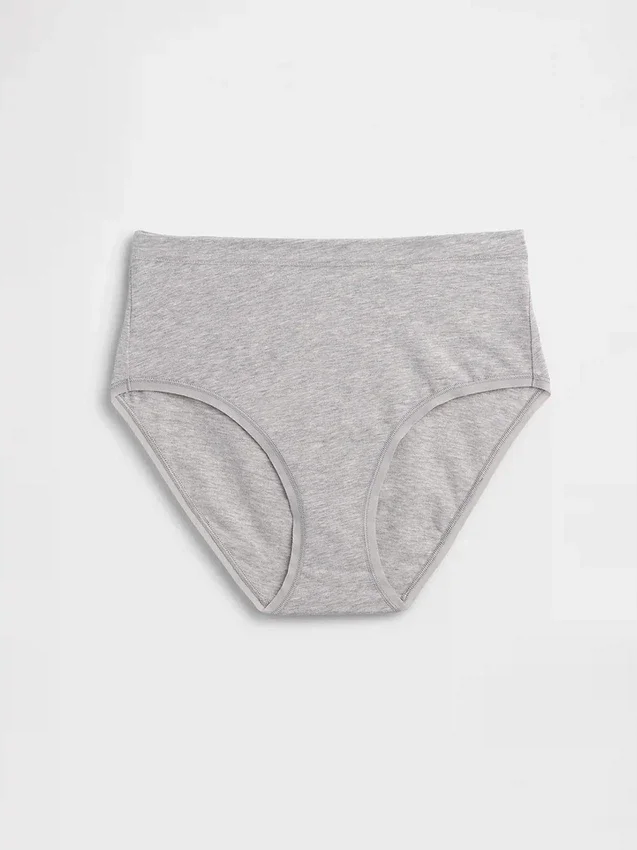 Slip bikini a vita alta in cotone biologico elasticizzato
