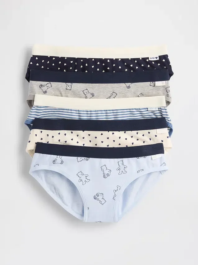 Slip bikini in cotone biologico elasticizzato per bambini (confezione da 5)