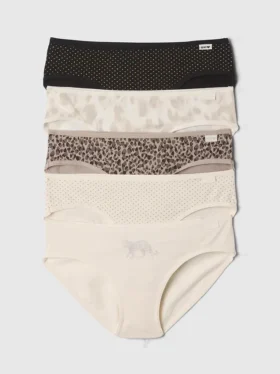 Slip bikini in cotone biologico elasticizzato per bambini (confezione da 5)