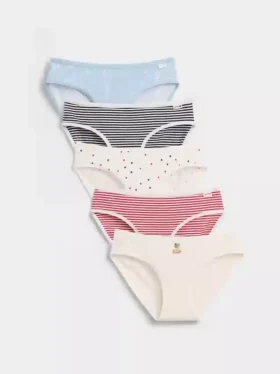 Slip bikini in cotone biologico elasticizzato per bambini (confezione da 5)