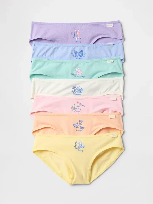 Slip bikini per bambini con i giorni della settimana (confezione da 7)