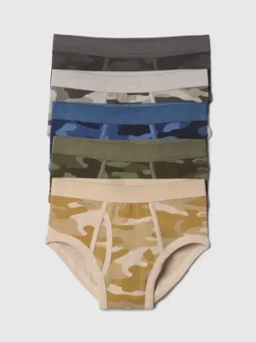 Slip da bambino in cotone biologico con stampa mimetica (confezione da 5)